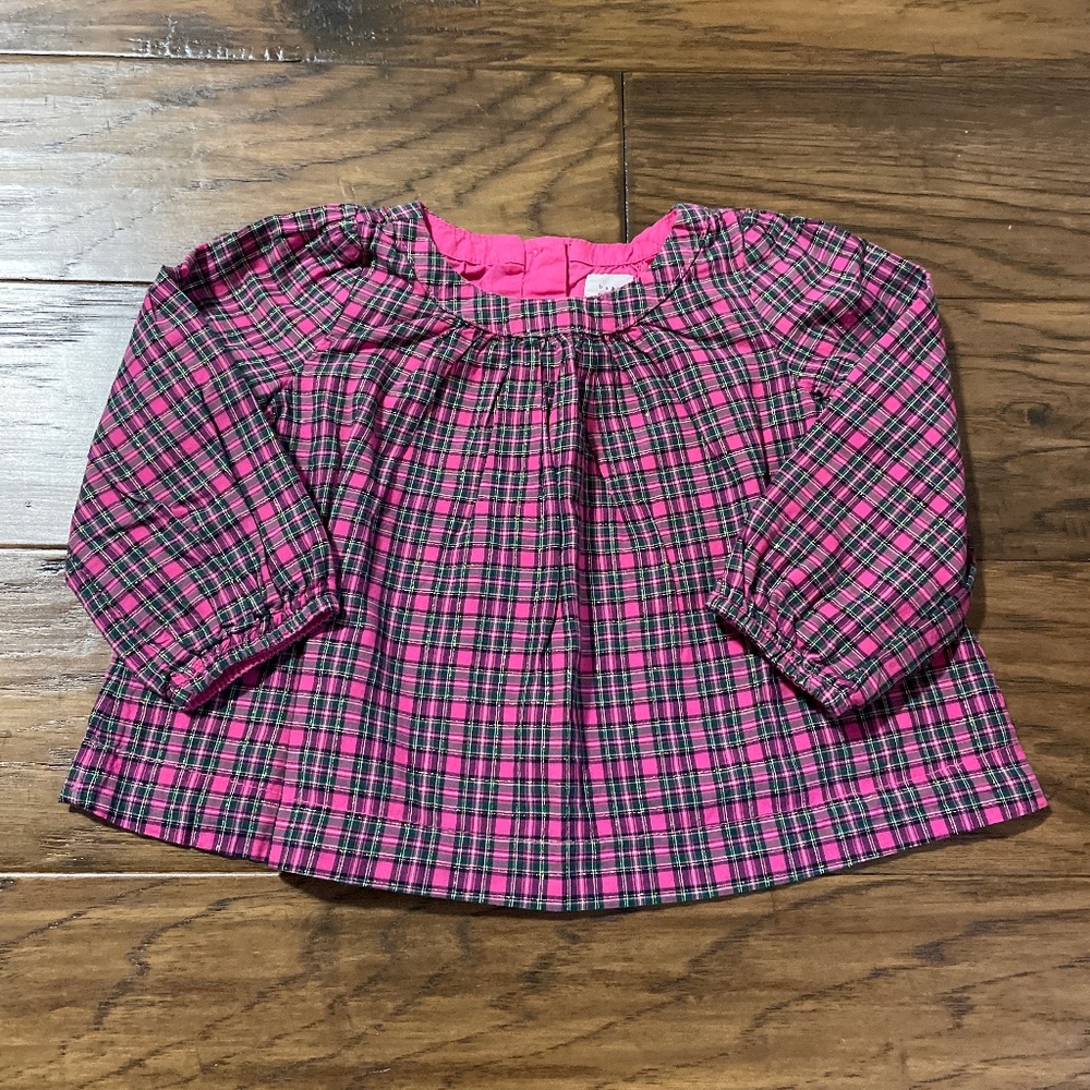 Baby Gap plaid pink holiday top size 6-12 months